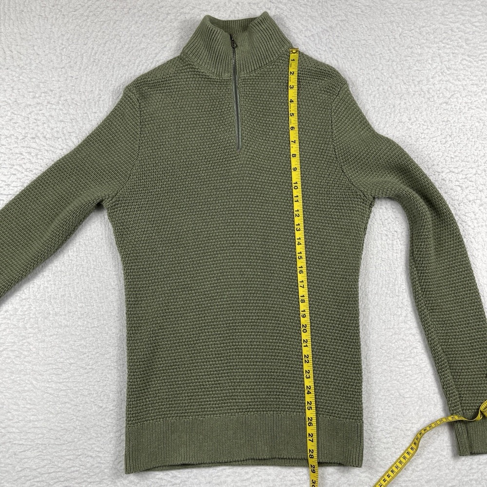J Crew Sweater‎ Mens Medium Green 1/4 Zip Pullover Gorp Cabin Teacher Dad Office - Picture 7 of 14